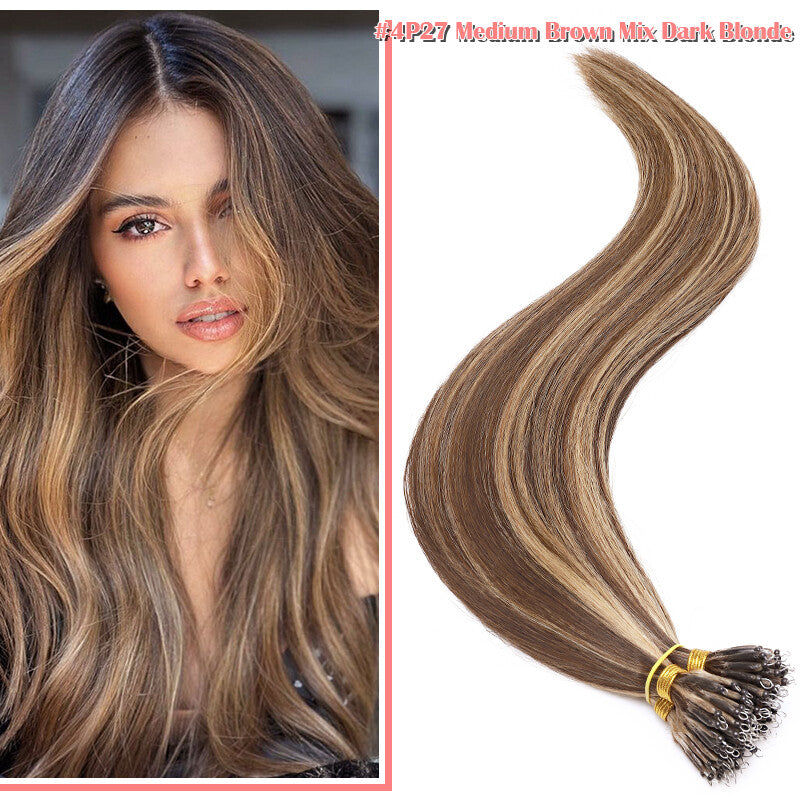 Thick Nano Ring Hair Extensions - Micro Loop Beads, Real Remy Human Hair