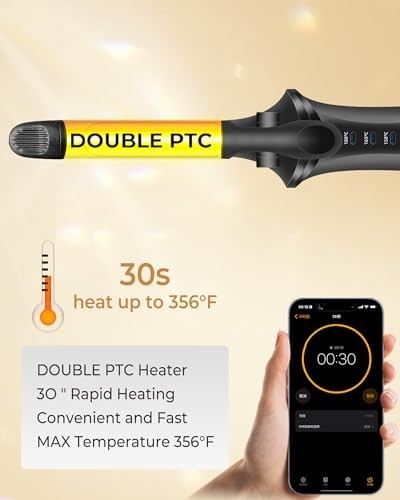 Rechargeable Cordless Travel Curling Iron with 3 Temperature Settings - Mini Hair Curler