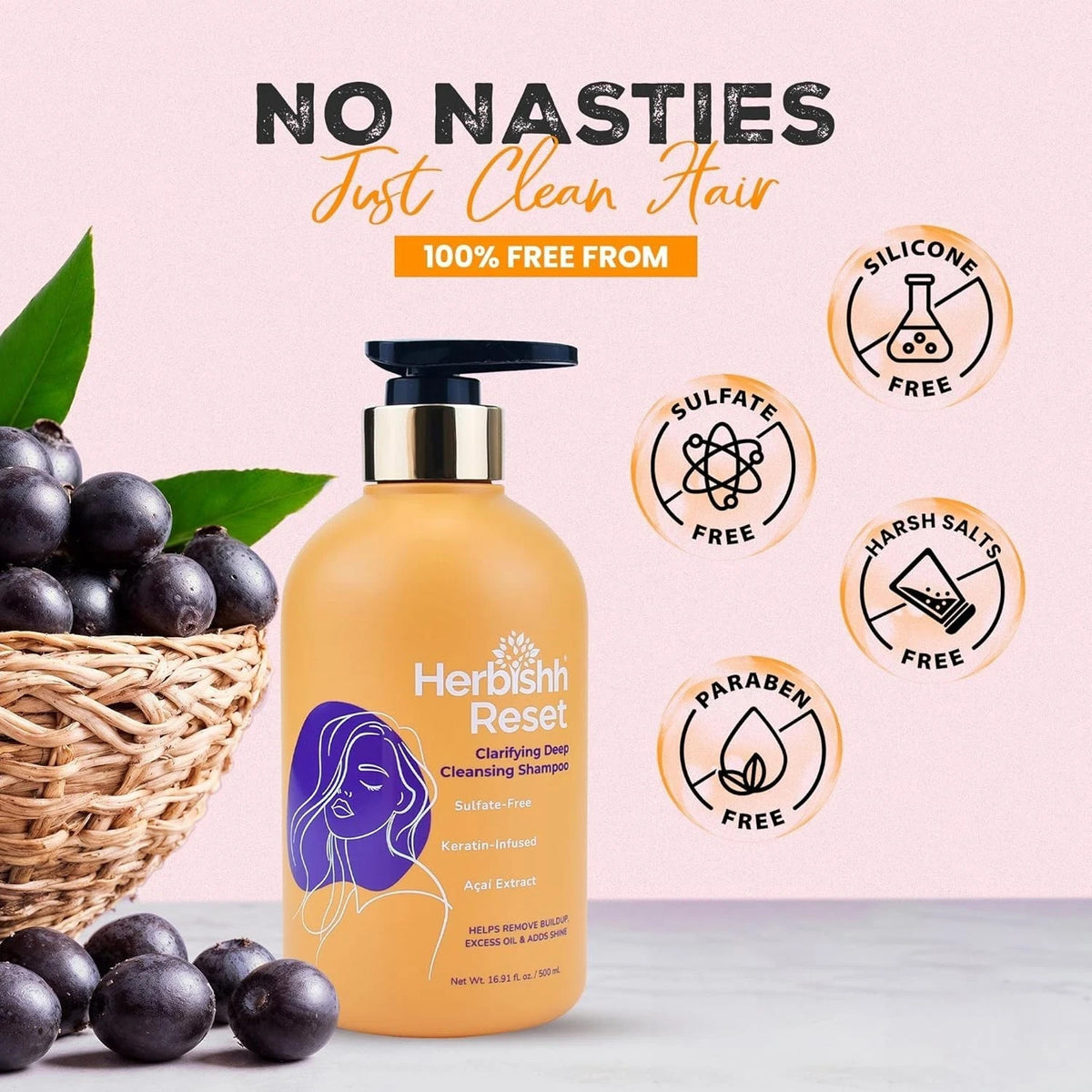 Clarifying Deep Cleansing Shampoo for Oily & Color-Treated Hair - Herbishh