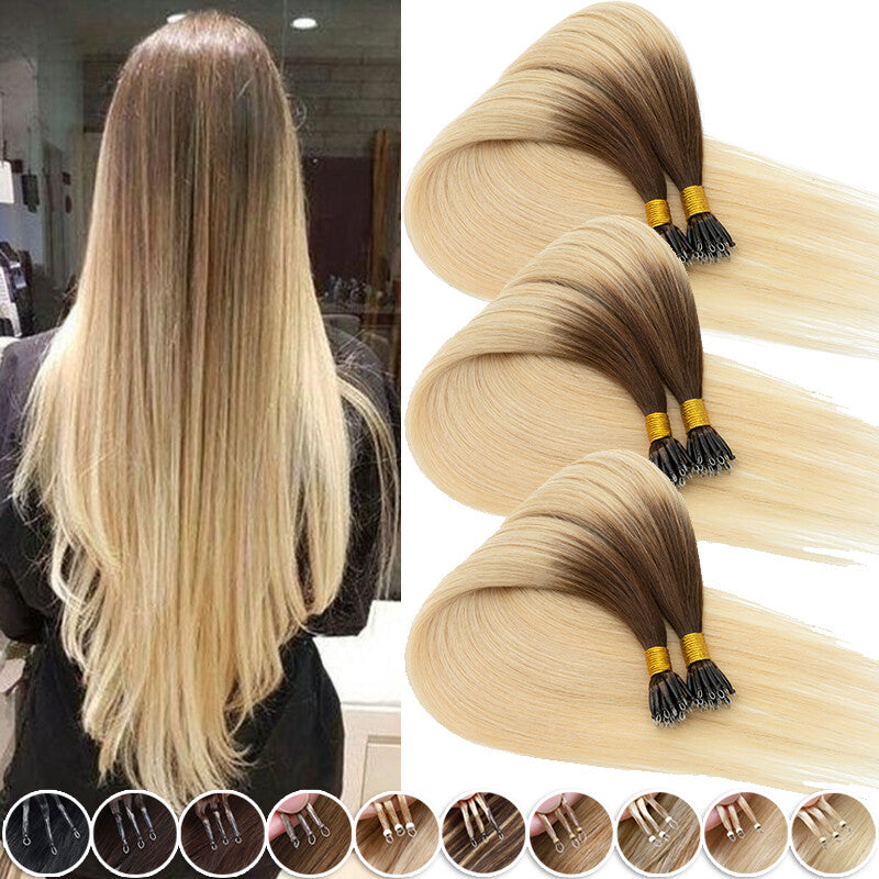 150g Human Hair Extensions with Nano Rings - Thick Ombre Micro Loop Beads