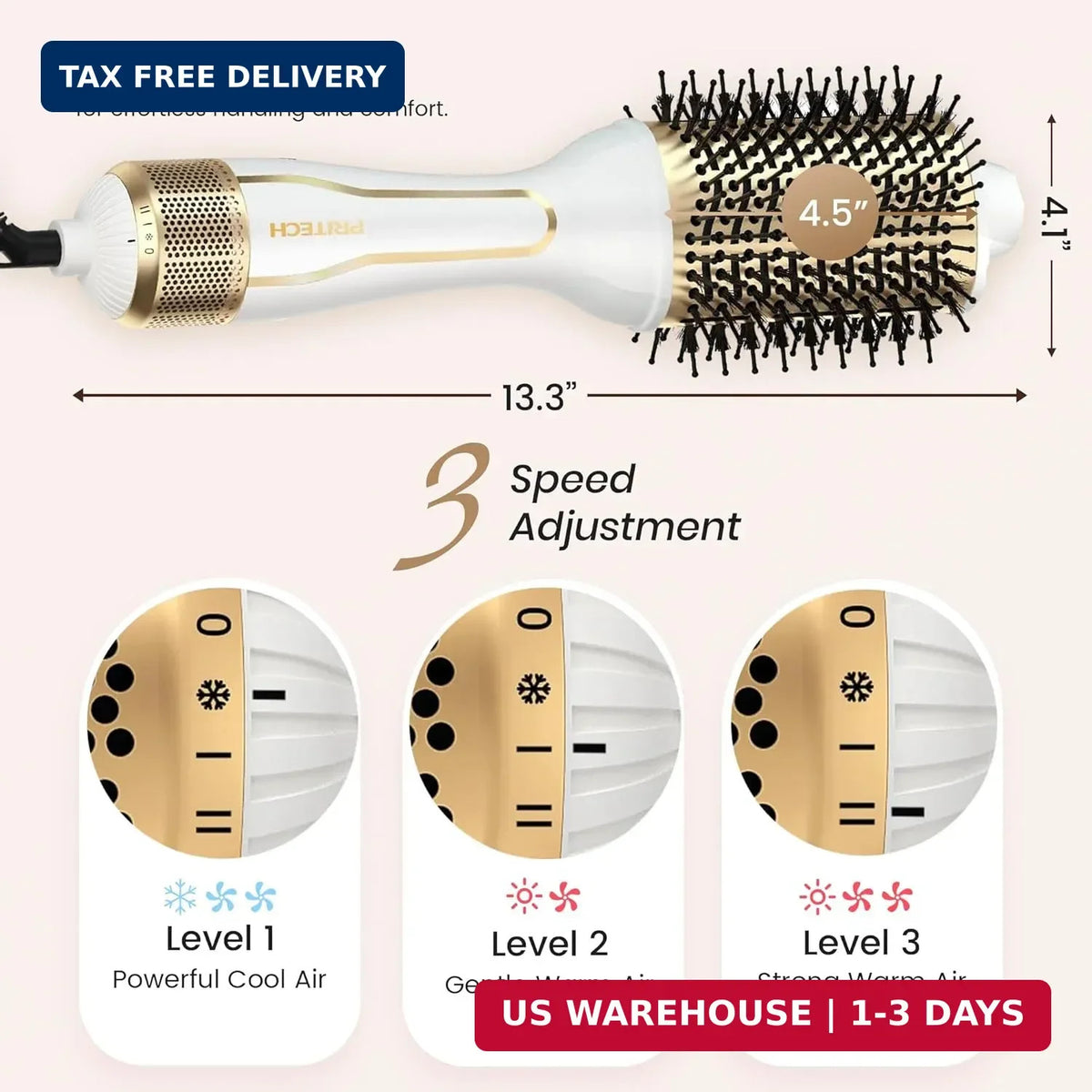 1000W 4-in-1 Dual Voltage Hair Dryer with Ionic Brush - Salon Results