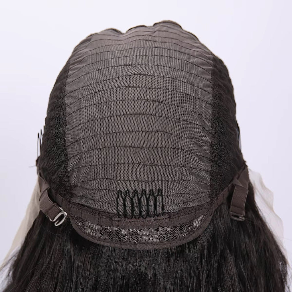 Long Wavy Black Brown 28 Inch HD Lace Front Middle Part Wig