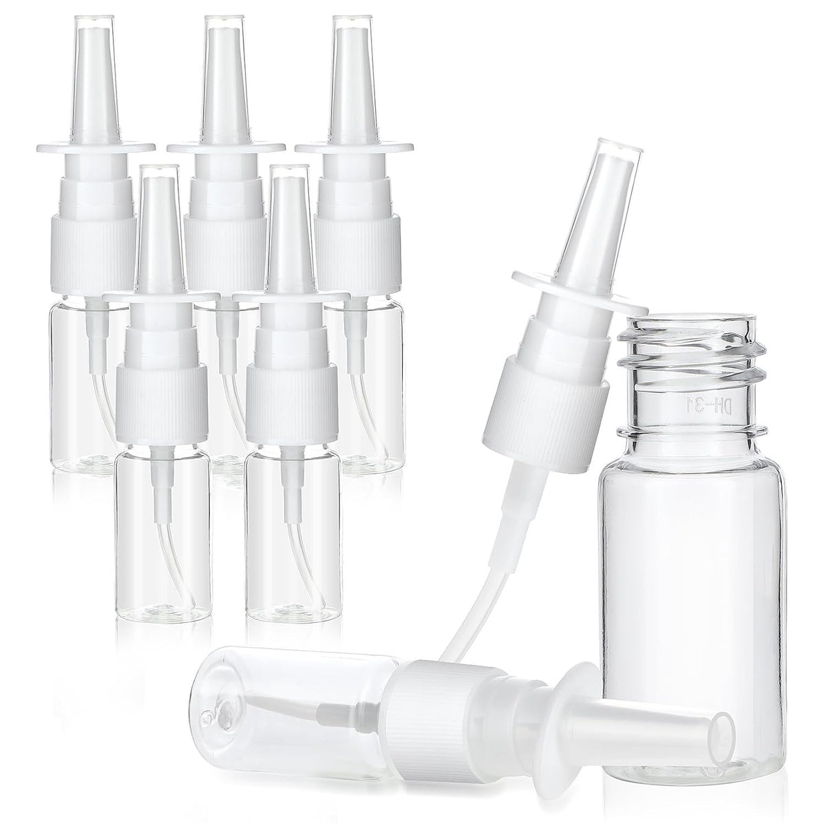 7 Pack 10ml Reusable Nasal Spray Bottles - Clear Small Empty Liquids Dispenser