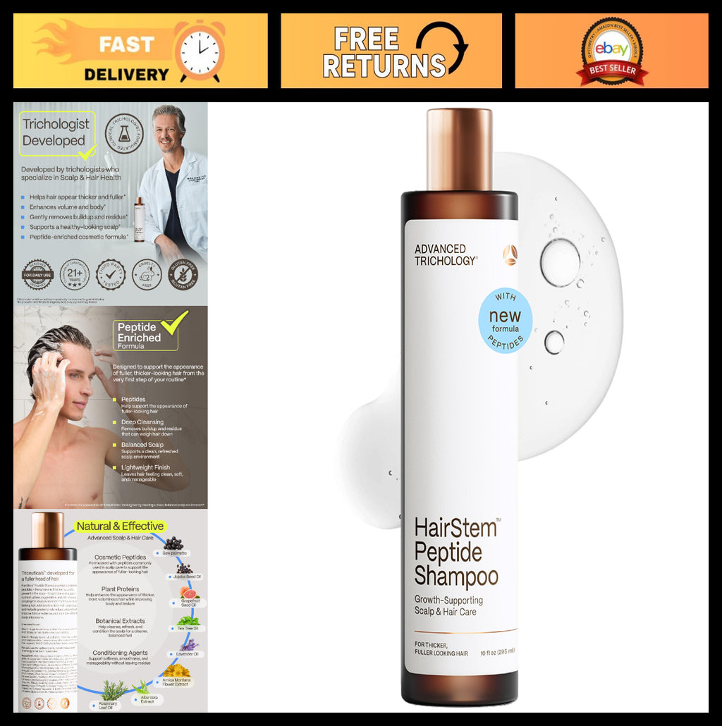 Peptide Hair Growth Shampoo with Biotin & Copper Tripeptide for Stronger Hair