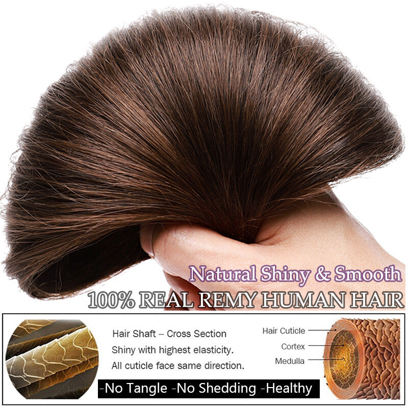Clip-In Hair Extensions Full Head 100% Human Remy Hair 8 Pieces