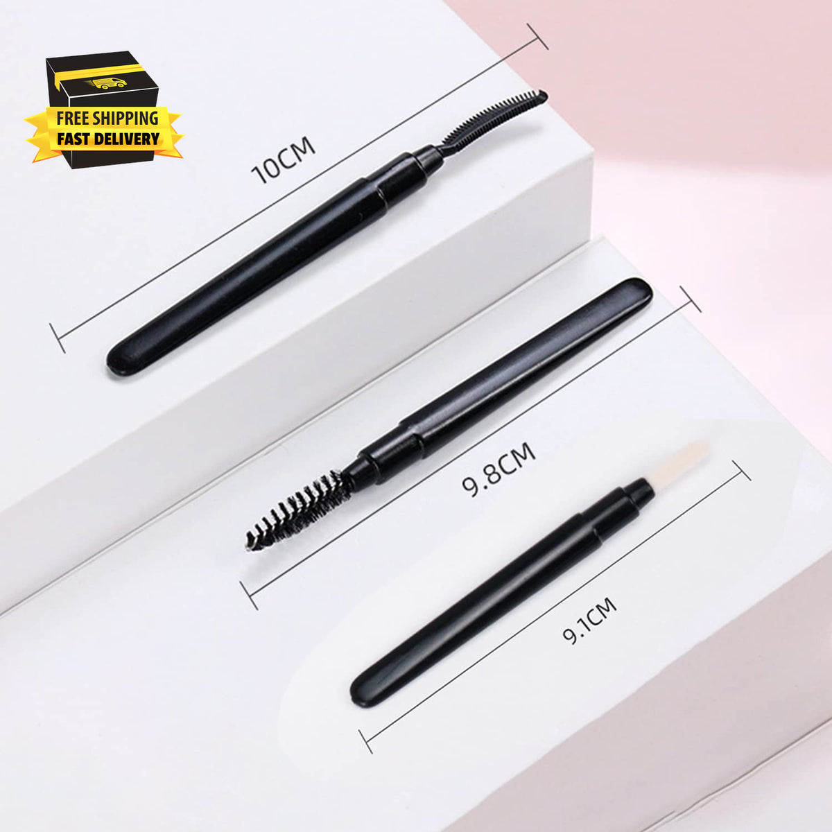Mini Eyebrow, Eyelash & Lip Makeup Brush Set with Cap - Reusable Portable Tools