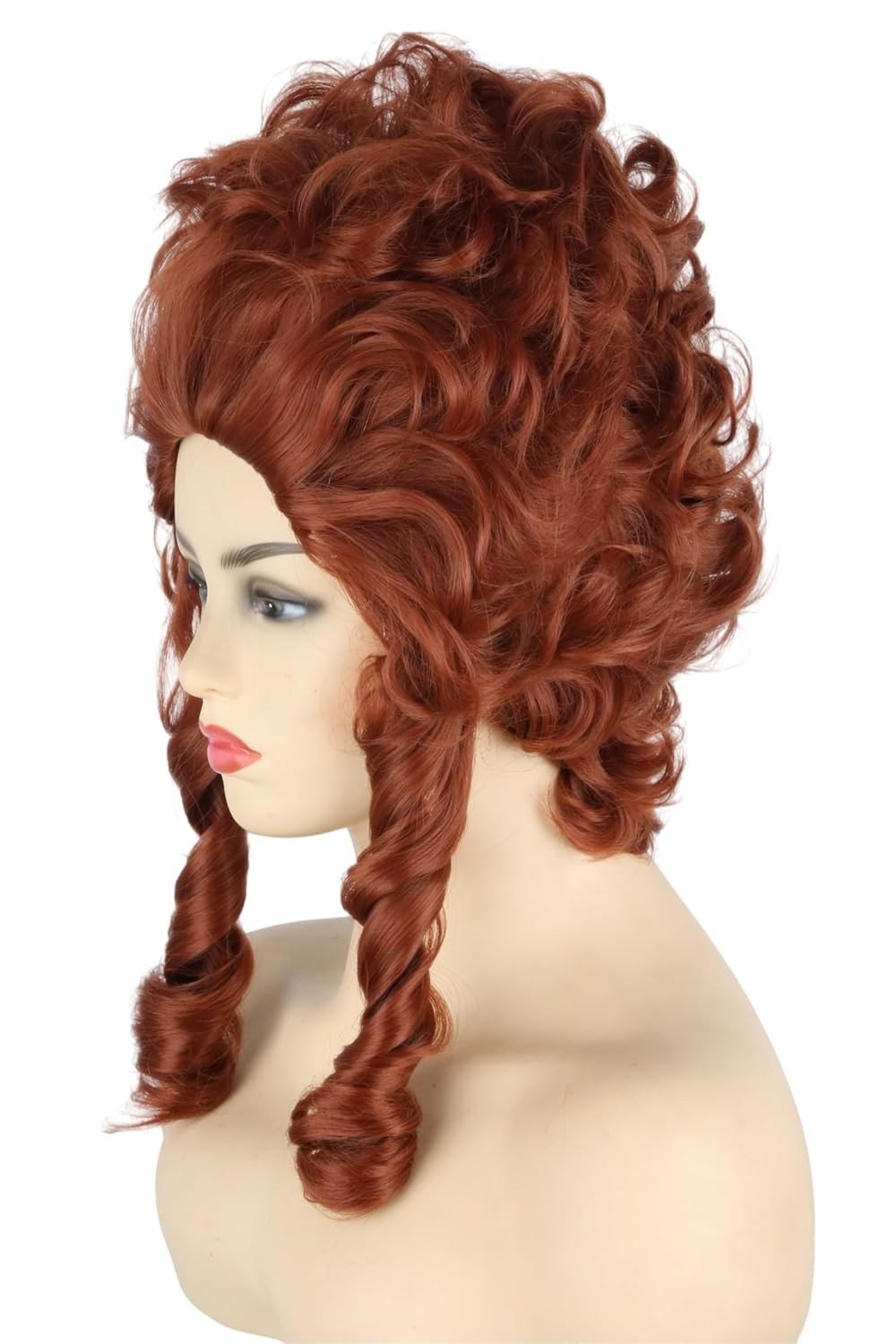 Women Beehive Wig Wine Red Long Wavy Vintage Costume Cosplay Halloween