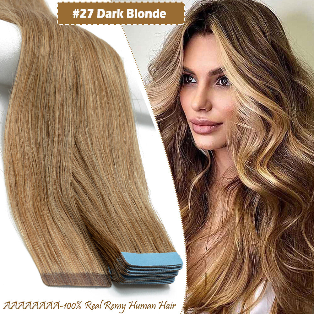60PCS Tape-In Human Hair Extensions Skin Weft Straight 150g - Thick & Natural