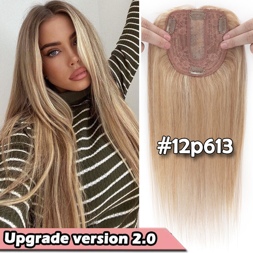 Clip-In Hair Topper with Silk Base - Remy Human Hair, Multiple Sizes & Colors