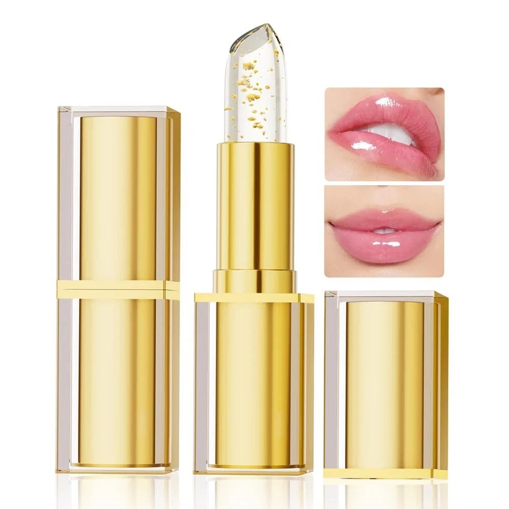 Color Changing Lipstick with Vitamin E & Gold Flakes - Long Lasting Nourishing Balm