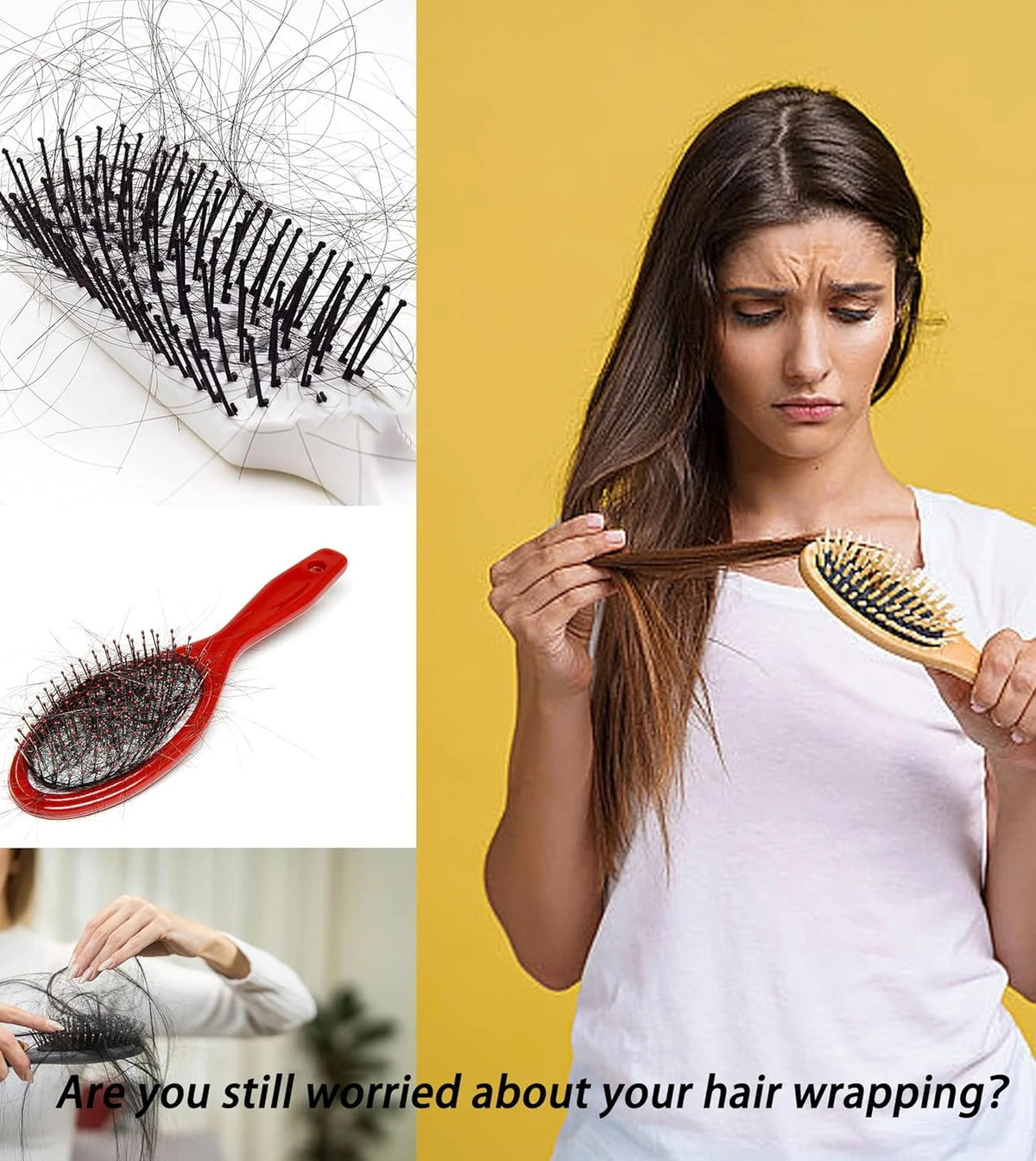 Self Cleaning Hair Brush with Retractable Bristles for Women - Grey