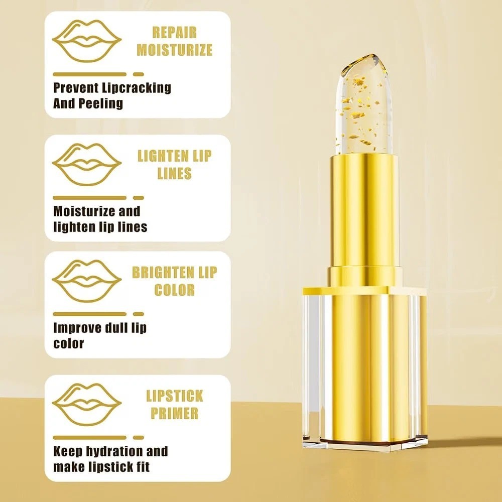 Color Changing Lipstick with Vitamin E & Gold Flakes - Long Lasting Nourishing Balm