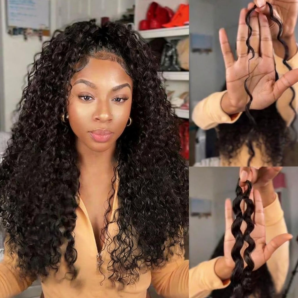 Deep Wave Feather Crochet Hair Extensions 20 Inch 120 Strands for Black Women