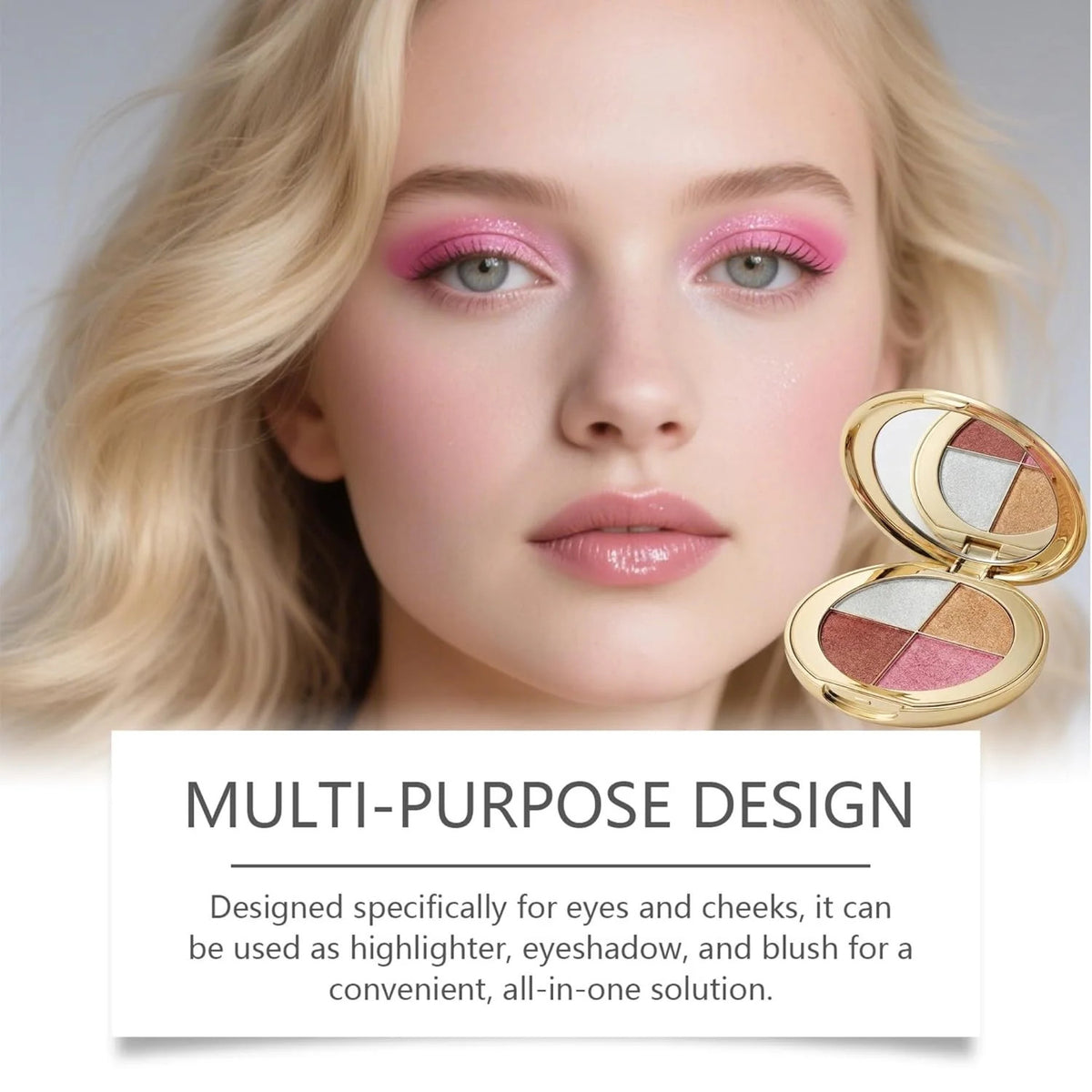 4-Color Face Palette Highlighter Blush Eyeshadow & Bronzer Set for Makeup