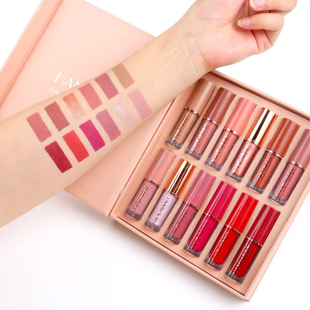 12 Colors Long-Lasting Waterproof Lipstick Set - Matte & Gloss Finishes