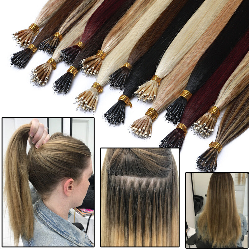 Balayage Nano Ring Hair Extensions - 100% Human Remy Beads Micro Loop