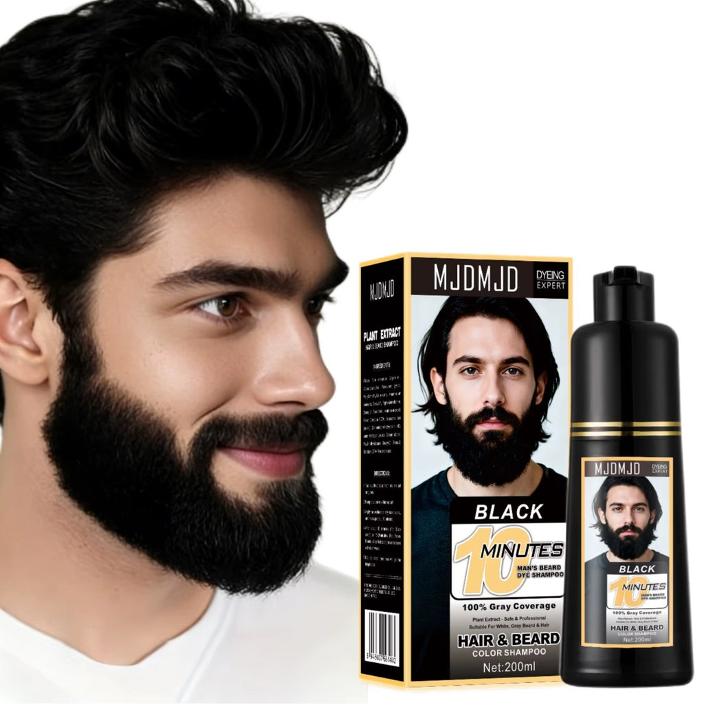 Men's Beard & Mustache Dye Shampoo - Gray Coverage, Natural Black, 5-Minute Quick Color