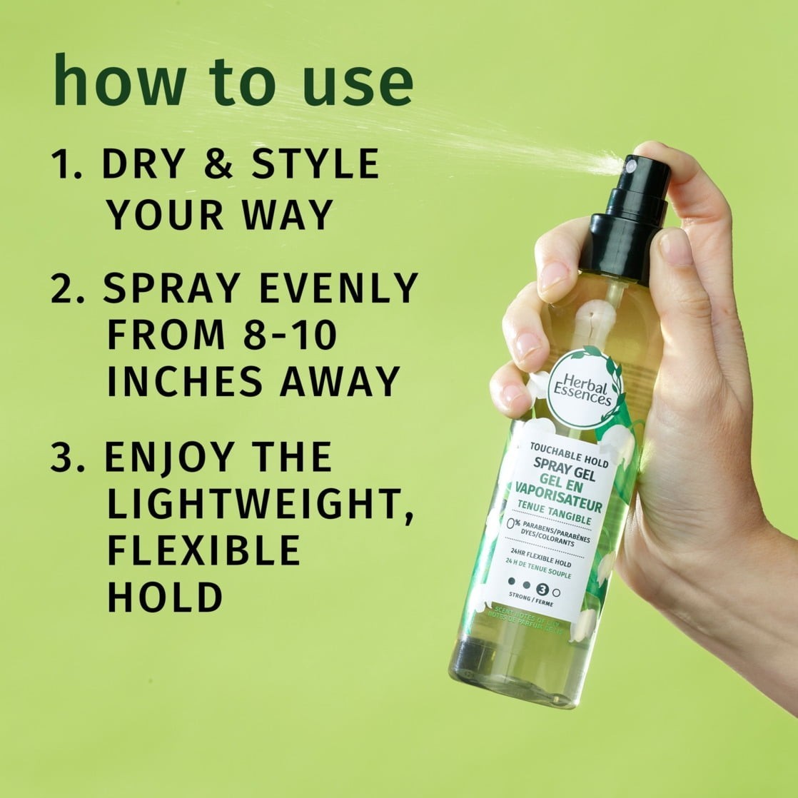 Herbal Essences Touchable Spray Hair Gel Frizz Control 24H Hold 5.7oz (4 Pack)