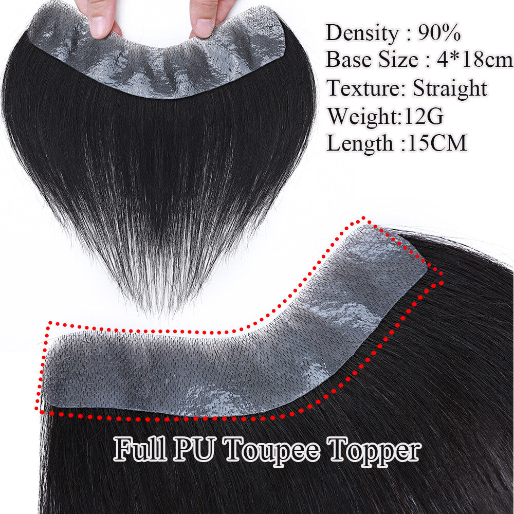 Natural Human Hair Toupee for Men - Full Poly Skin Replacement System