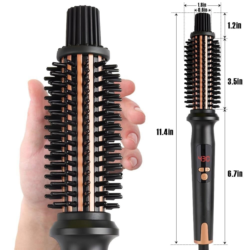 1-Inch Ceramic Tourmaline Ionic Curling Brush for Travel - Unbranded