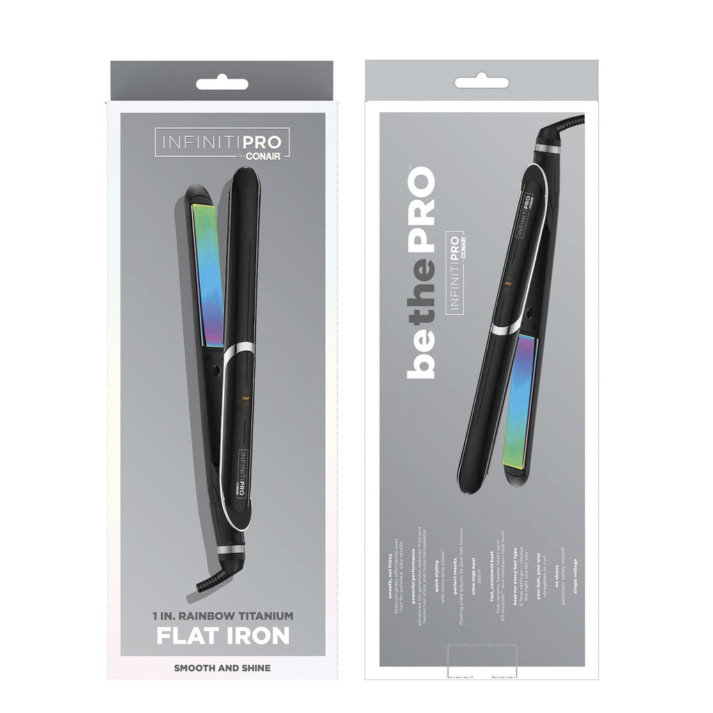 Rainbow Titanium Flat Iron - 1-Inch Hair Straightener with 6 Heat Settings