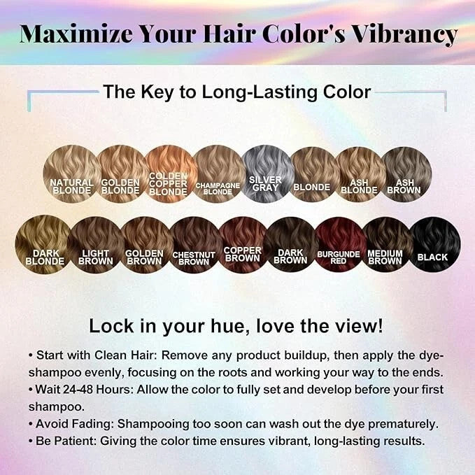 Golden Brown 3-in-1 Hair Dye Shampoo for Gray Coverage - Ammonia-Free, Fast Color