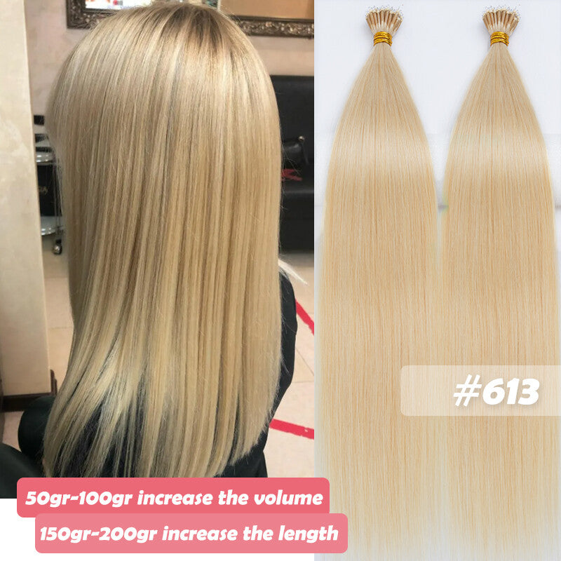 150PCS Thick Remy Human Hair Extensions Nano Ring Micro Loop Beads Link