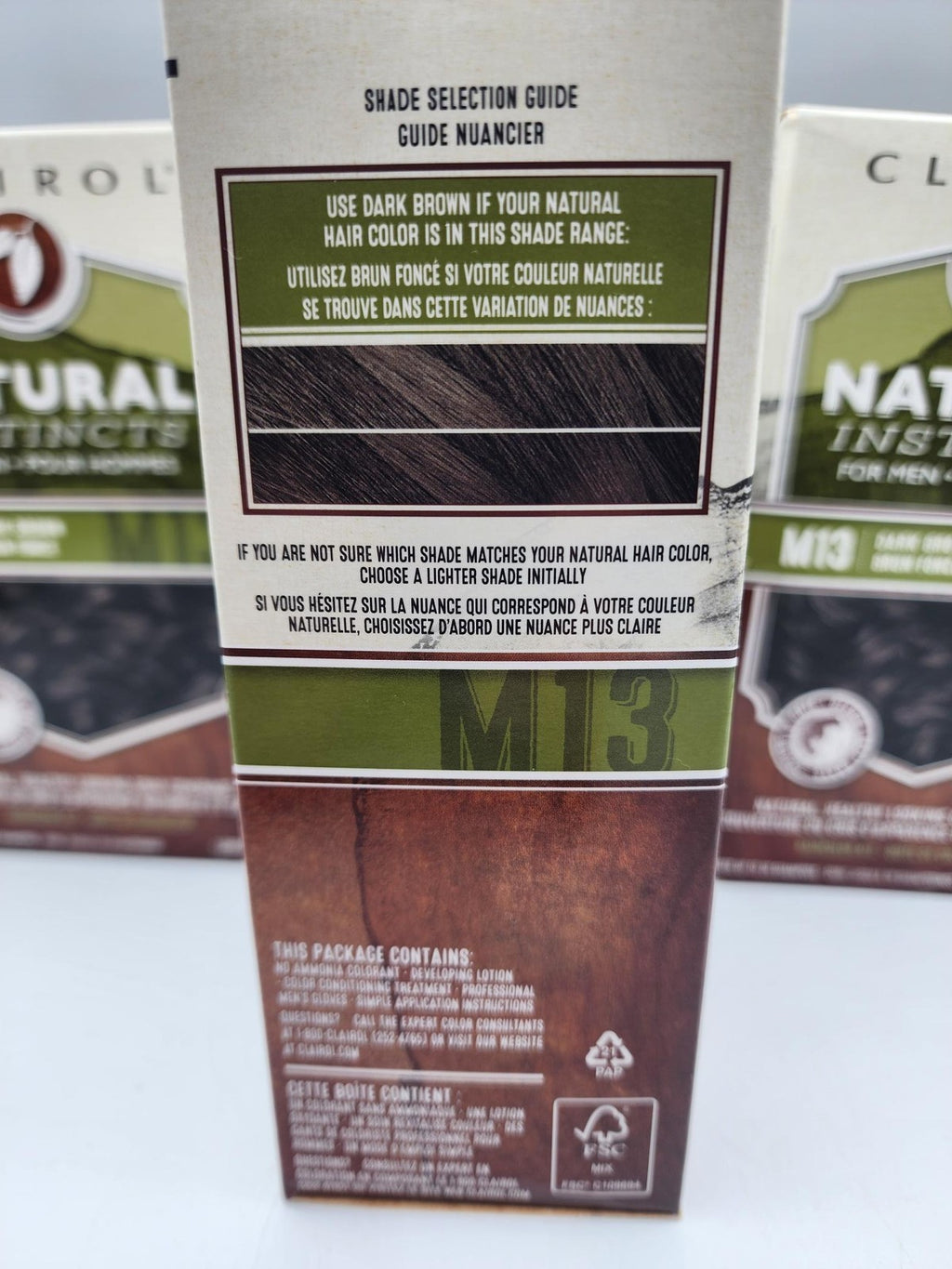 Men's Hair Color Dye Kit Dark Brown M13, Natural Instincts, 3 Pack