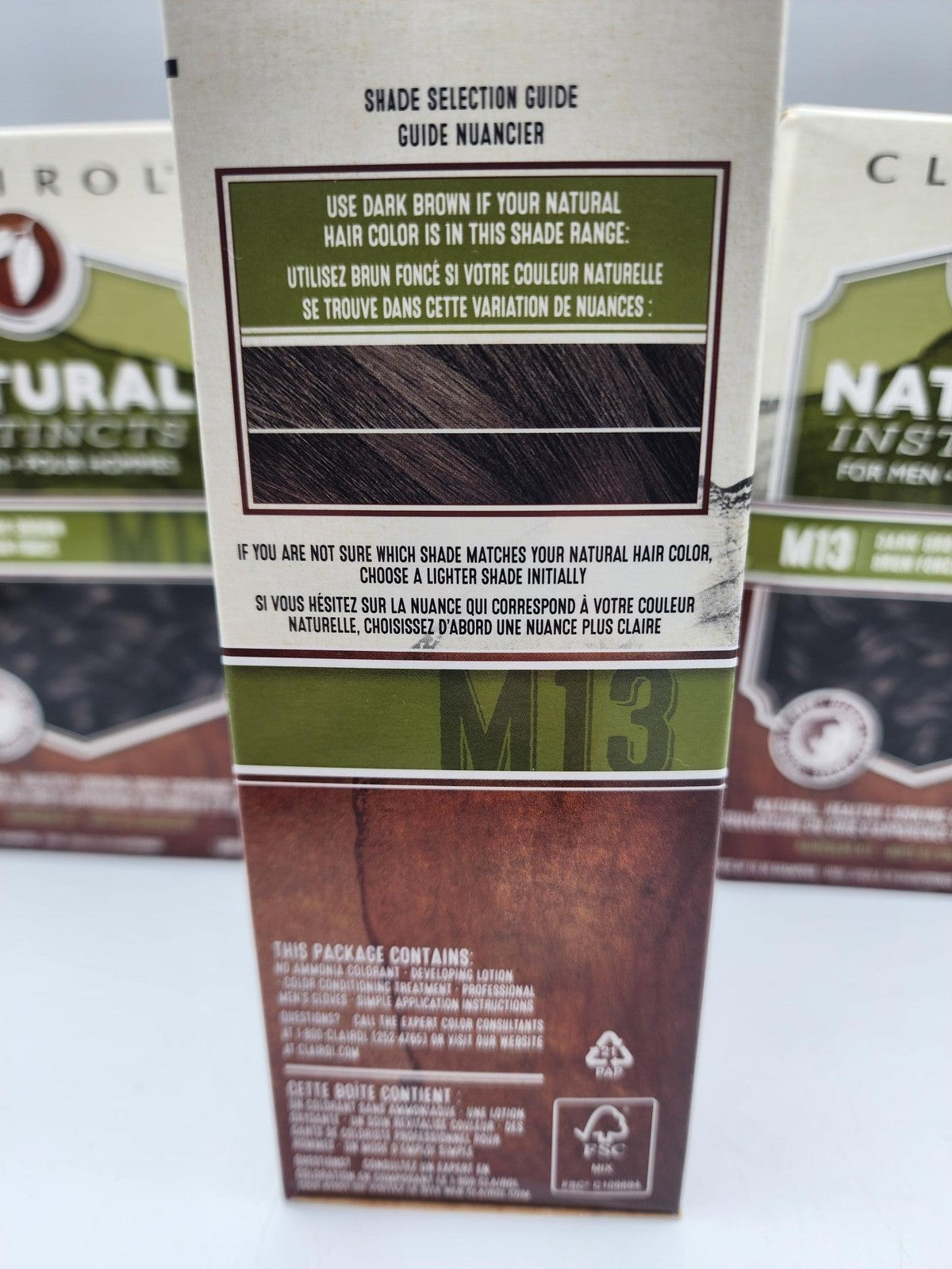 Men's Hair Color Dye Kit Dark Brown M13, Natural Instincts, 3 Pack