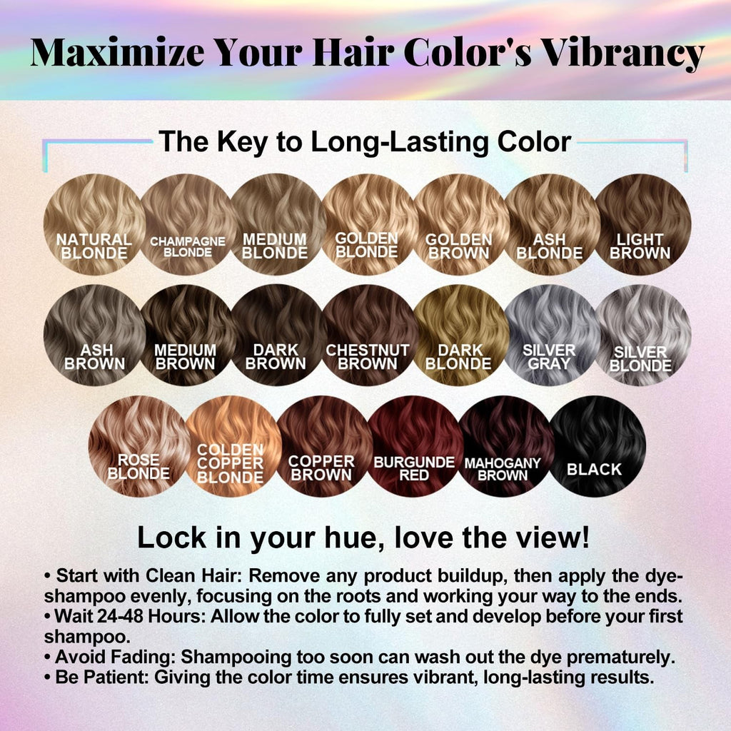 Herbal 3-in-1 Hair Dye Shampoo Ammonia-Free Natural Hair Color | Long-Lasting & Gentle
