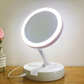 LED Lighted Vanity Mirror with 1X/10X Magnification Foldable Desk Makeup Mirror
