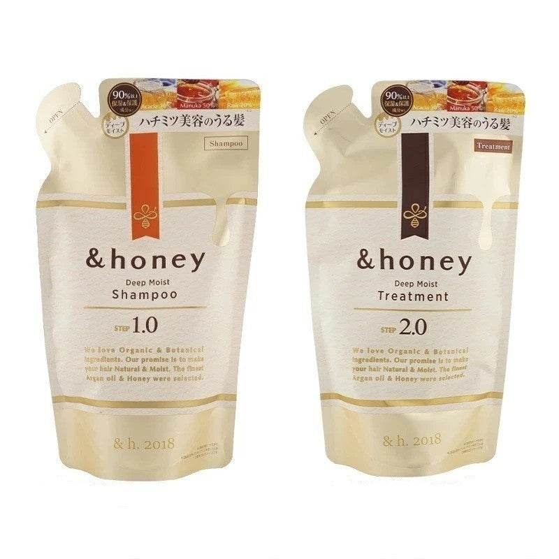 &honey Deep Moist Shampoo & Hair Treatment Refill Set - Moisturizing Hair Care 350mL/350g
