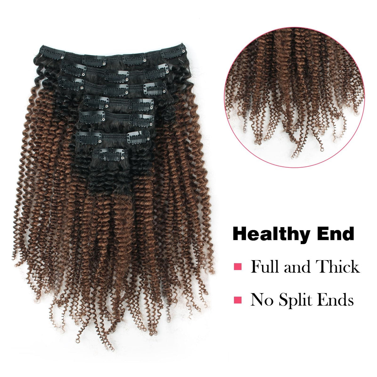 Afro Curly Clip-In Human Hair Extensions 12 Inch 7 Pieces for 4B 4C Hair