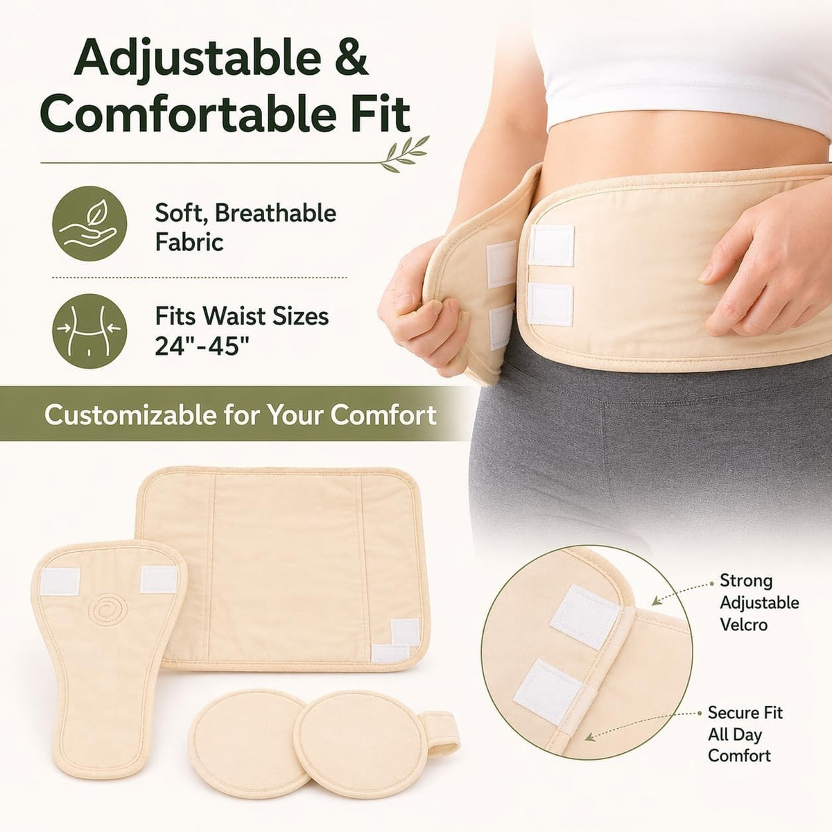 Reusable Castor Oil Pack with Adjustable Waistband - 116ml Organic Self-Care Wrap