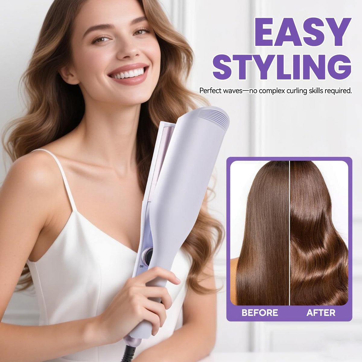 1.25 Inch Double Barrel Hair Waver for Beach Waves - Blue Styling Tool