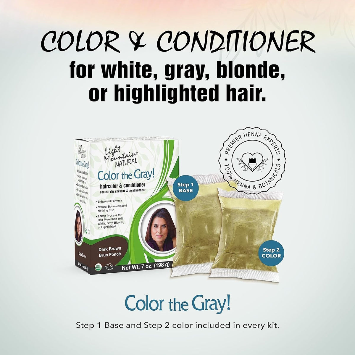 Natural Hair Color & Conditioner Dark Brown 7 oz Pack of 4 - Plant-Based Formula