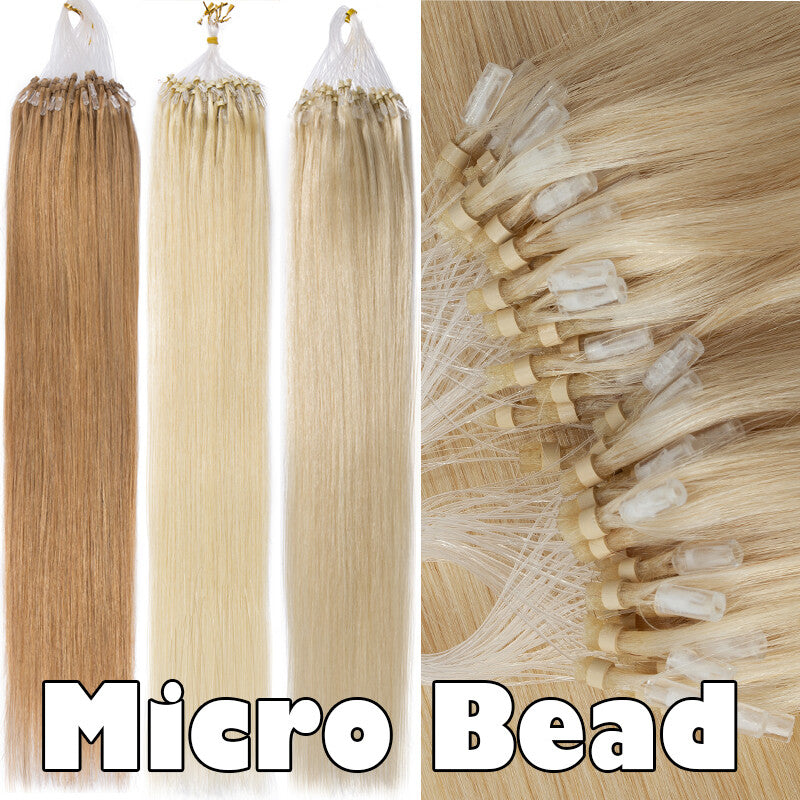 Thick 100% Remy Human Hair Extensions Micro Loop Beads - Multiple Lengths & Colors