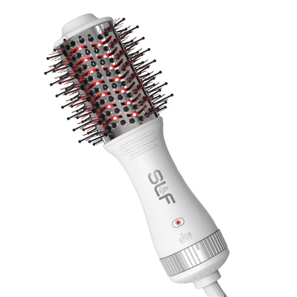 Red Light Therapy Travel Hair Dryer Brush with Ionic Technology