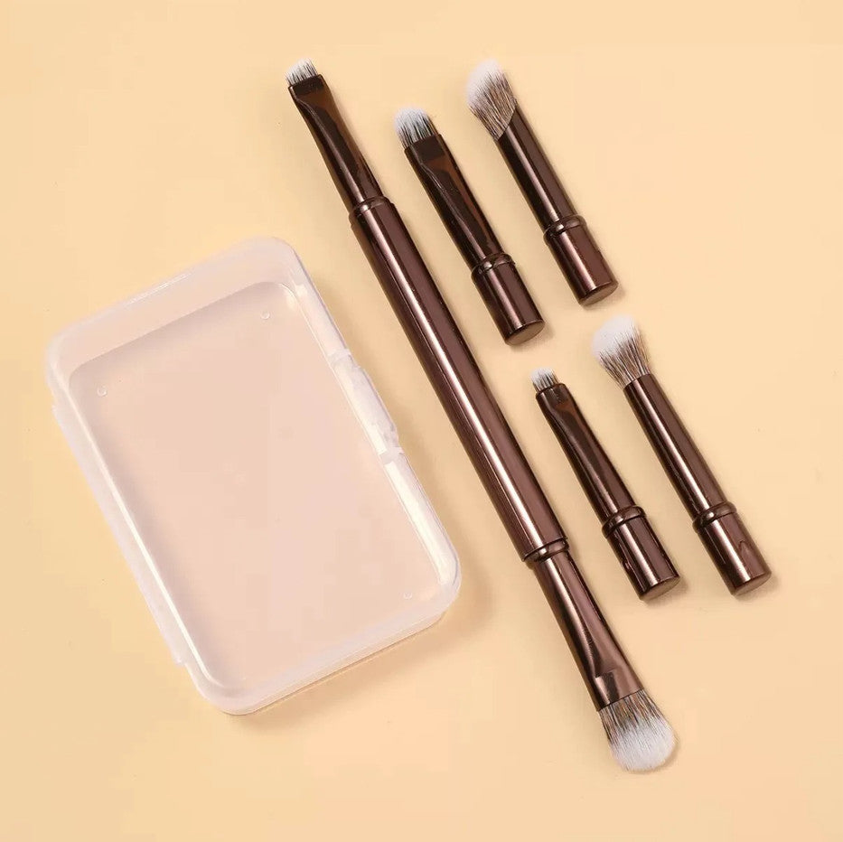6PCS Makeup Brush Head Set Portable Nose Shadow & Eye Detailing Tools