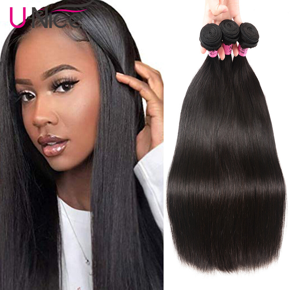 Virgin Human Hair Extensions 3 Bundles Straight Weaves for Black Women