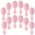 12-Pack Mini Travel Detangling Hair Brushes Pink - Wet & Dry Use, Scalp Massage