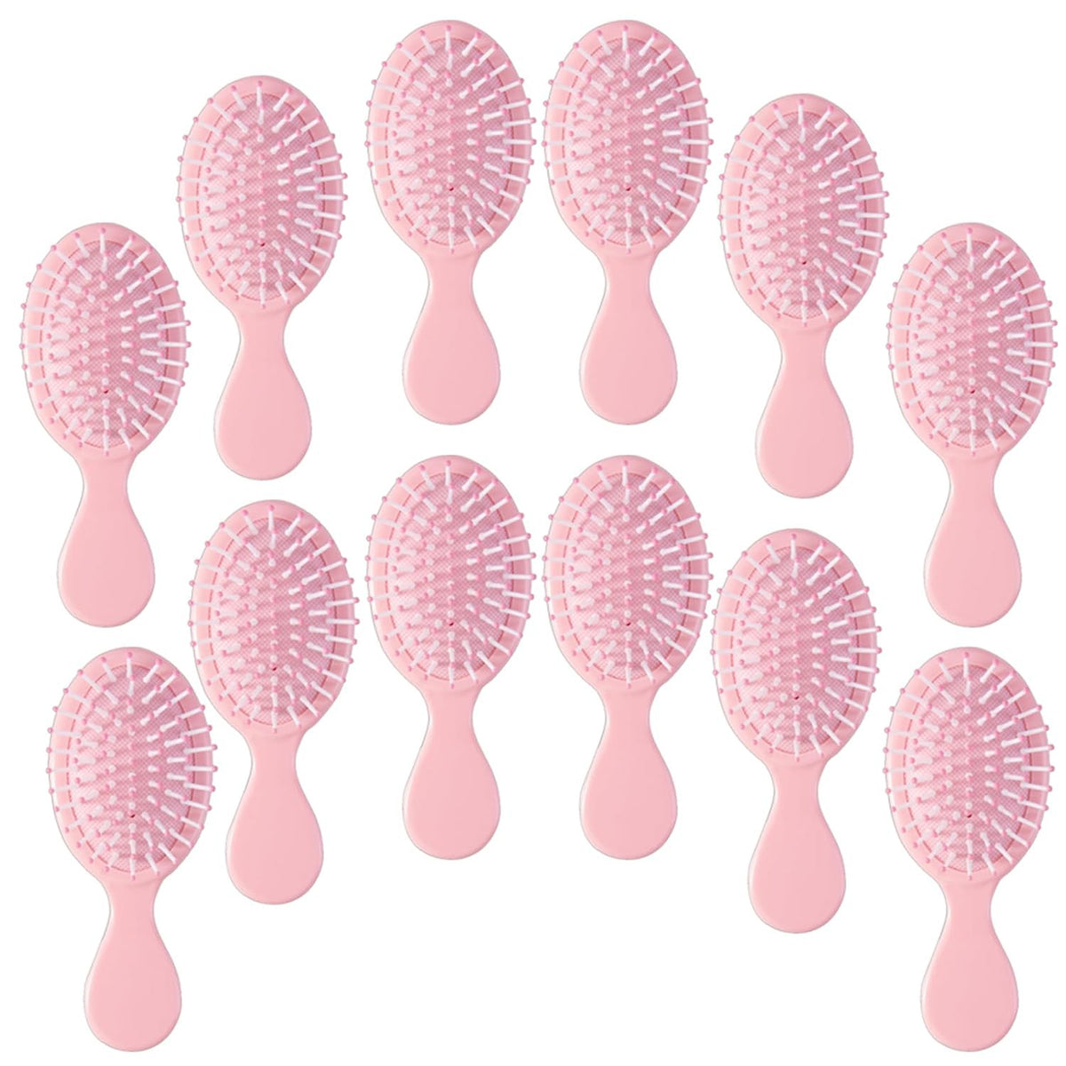 12-Pack Mini Travel Detangling Hair Brushes Pink - Wet & Dry Use, Scalp Massage
