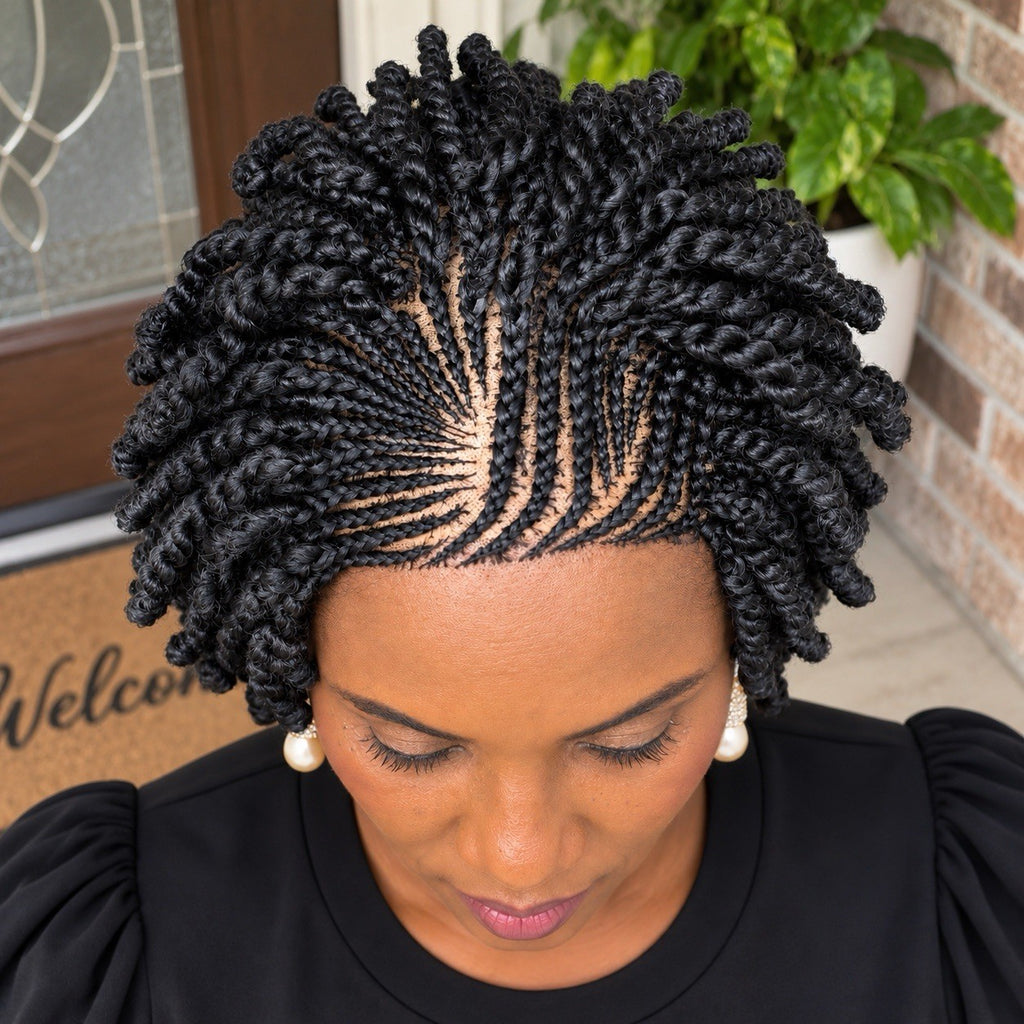 Short Spring Twist Braided Wig for Black Women - Natural Look, Protective Style