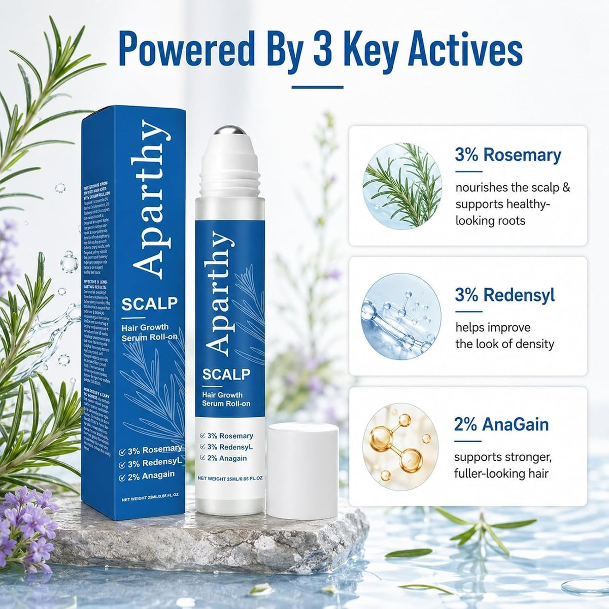 Rosemary Hair Growth Serum Roll-On - 0.85 Fl Oz, Pack of 2