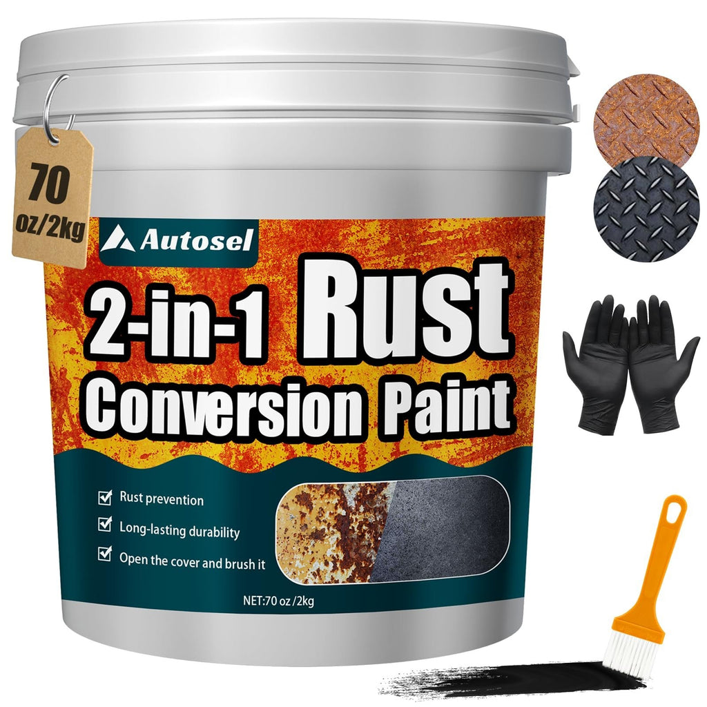 2-in-1 Rust Converter & Metal Primer - Black Anti-Rust Paint for Metal
