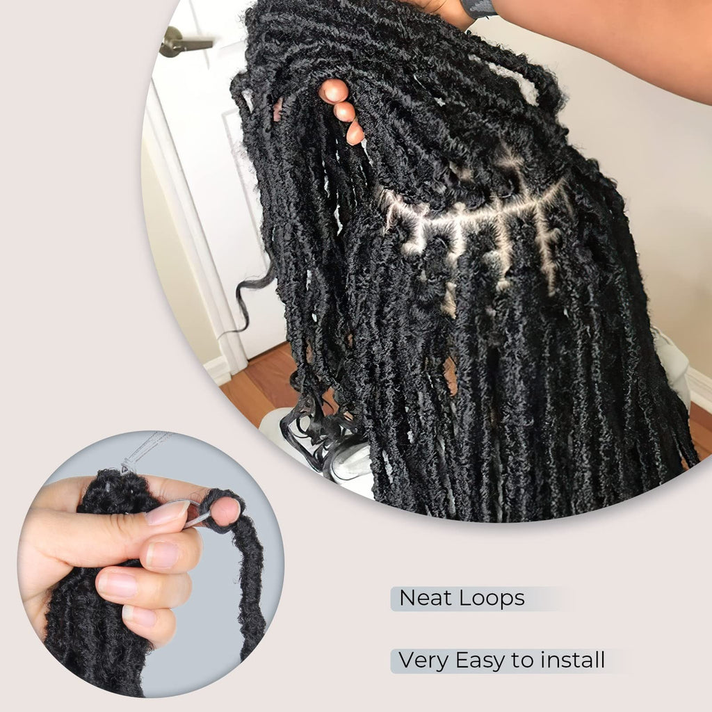 Long Faux Locs Hair Extensions 36 Inch Pre-Looped Curly Ends Goddess Style - 8 Packs