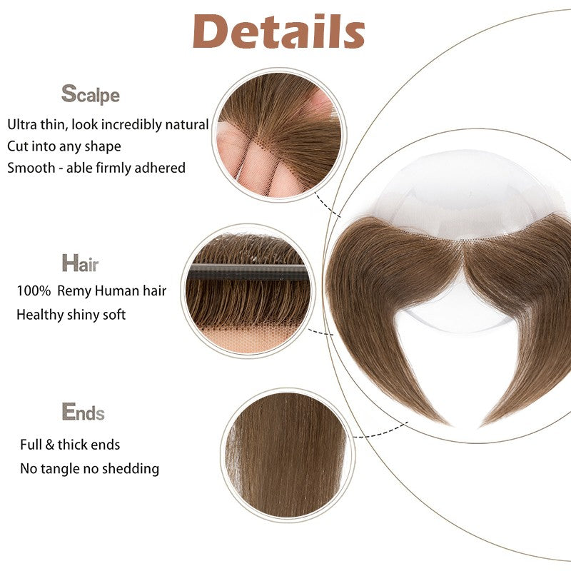 Human Hair Topper with Lace Front for Thinning Hair - Full Lace Hairpiece