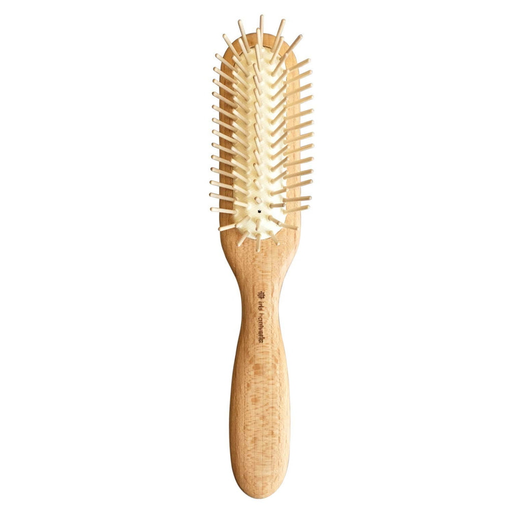 Birch Wood Hair Brush with Wooden Pins - Gentle Scalp Massage, Long & Thick Hair Care