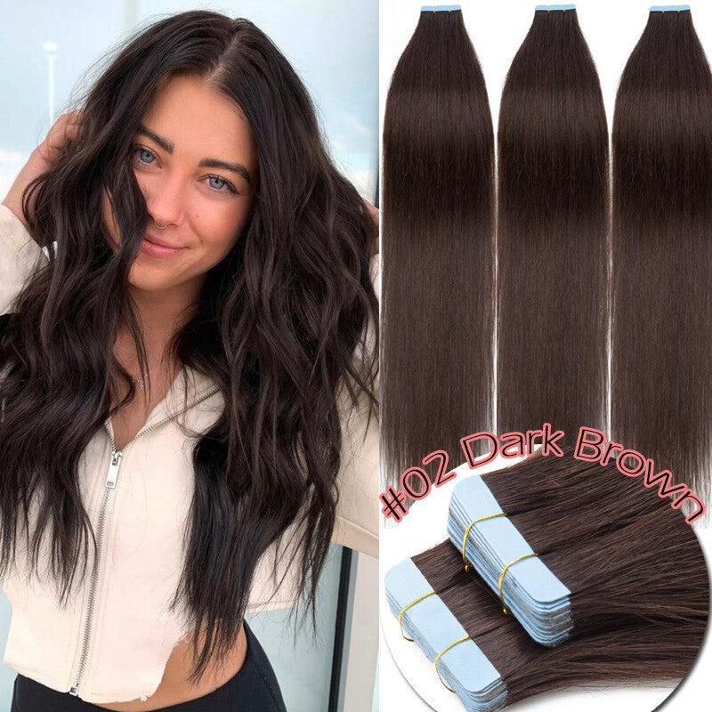 150g Thick Tape-In Human Hair Extensions Full Head Skin Weft Long Highlights