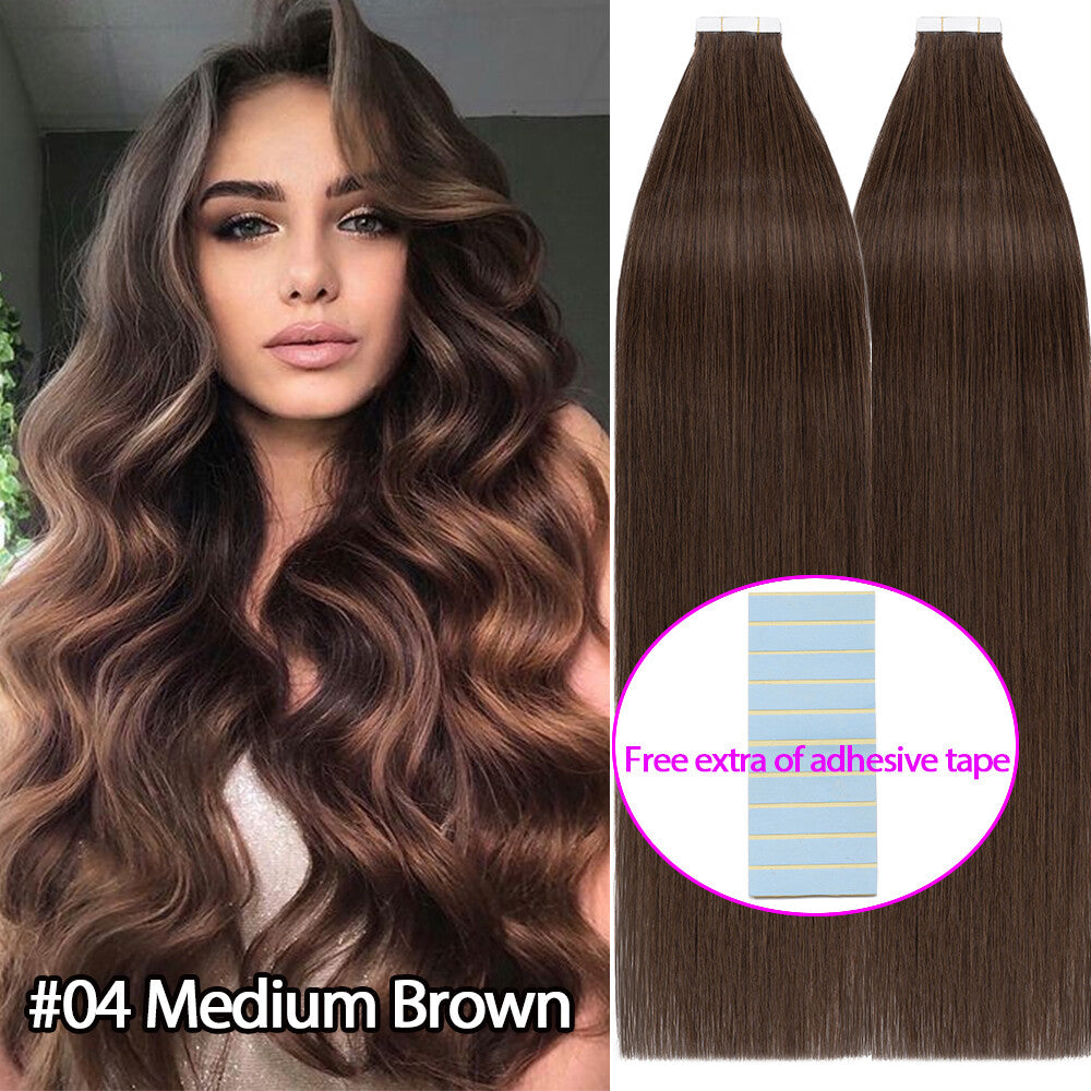 Russian Tape-In Human Hair Extensions - 100% Remy Body Wave, Multiple Colors & Lengths
